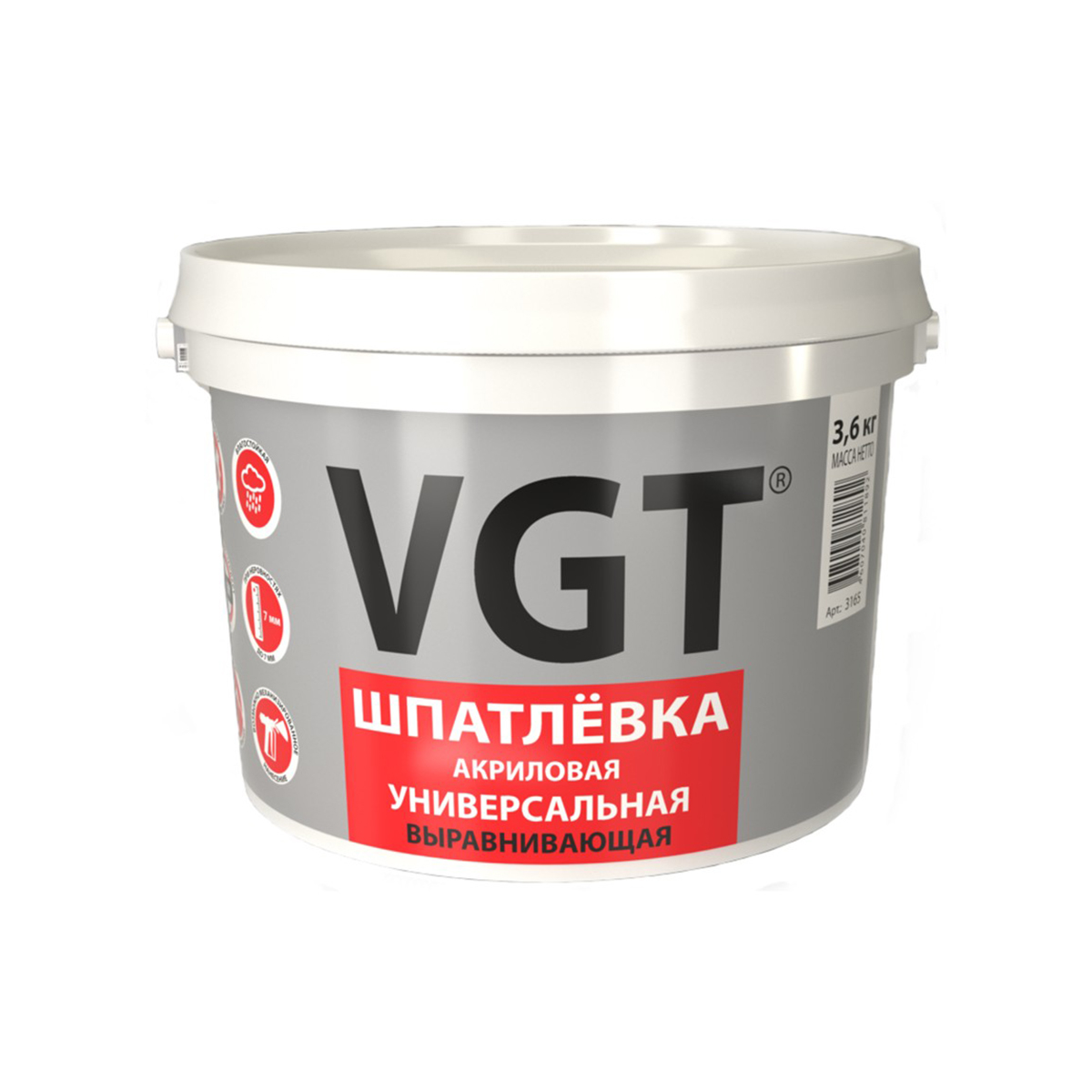 Шпатлевка универсальная VGT, акриловая, 3,6 кг