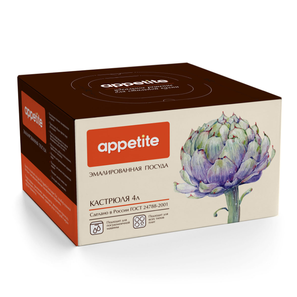 Кастрюля эмалированная 4л Peonies цил Appetite