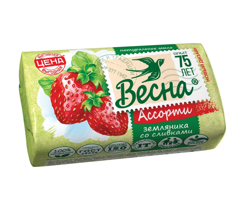 Мыло ВЕСНА Ассорти Земляника со сливками, 90 г
