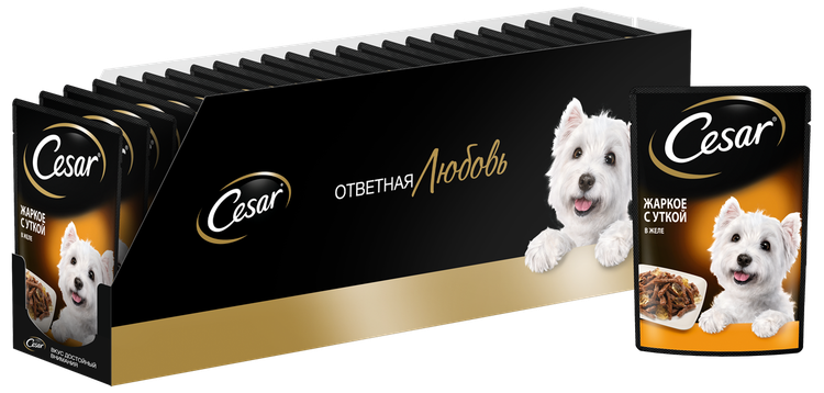 Влажный корм Cesar для взрослых собак, жаркое с уткой в желе, 85г