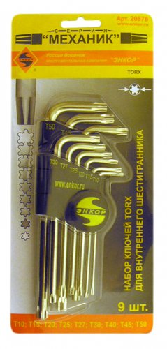 Набор шестигранников 9 шт Torx Энкор