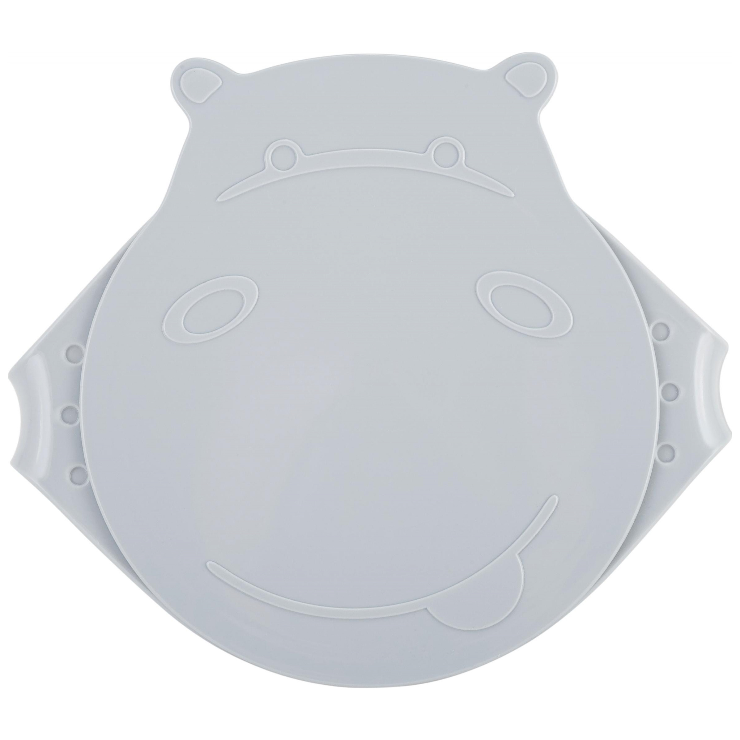 Детская тарелка Lalababy Play with Me Hello, Hippo! с крышкой, серый