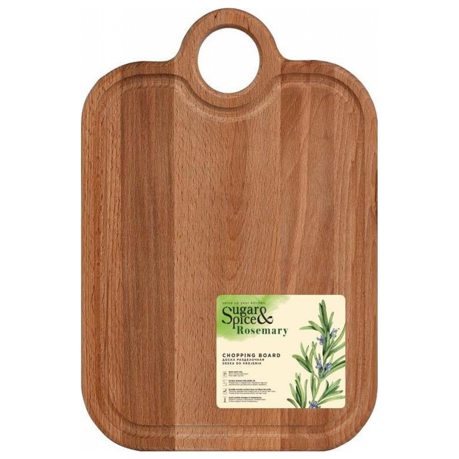 Доска разделочная Sugar&Spice Rosemary, 34х24 см, с круглой ручкой, деревянная