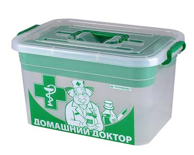 Контейнер аптечка ПОЛИМЕРБЫТ Домашний доктор 6,5л с вкладышем
