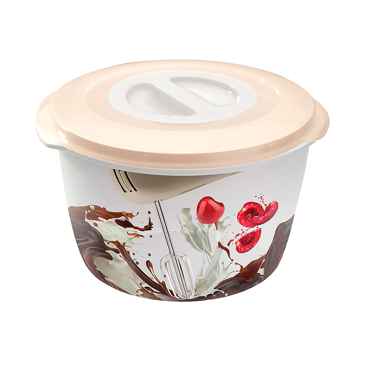 Емкость для миксера Phibo, 2 л, бежевая с декором