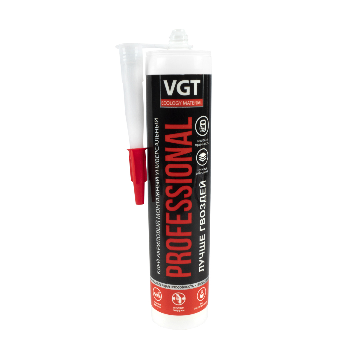 Клей акриловый монтажный универсальный VGT Professional, 0,35 кг, белый