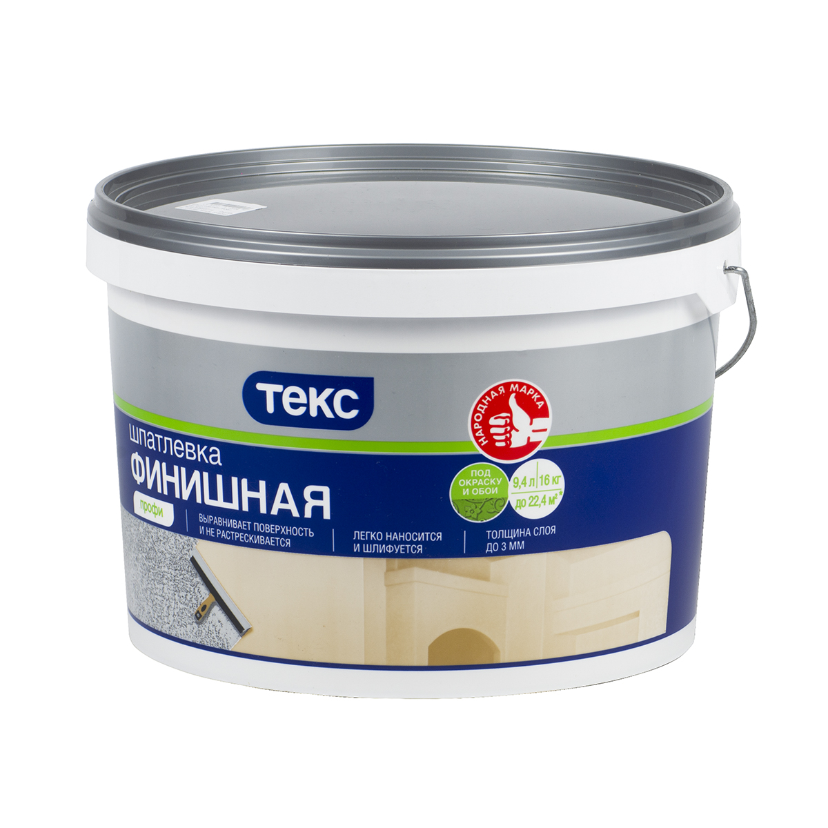 Шпатлевка латексная финишная Текс Профи, белая, 16 кг