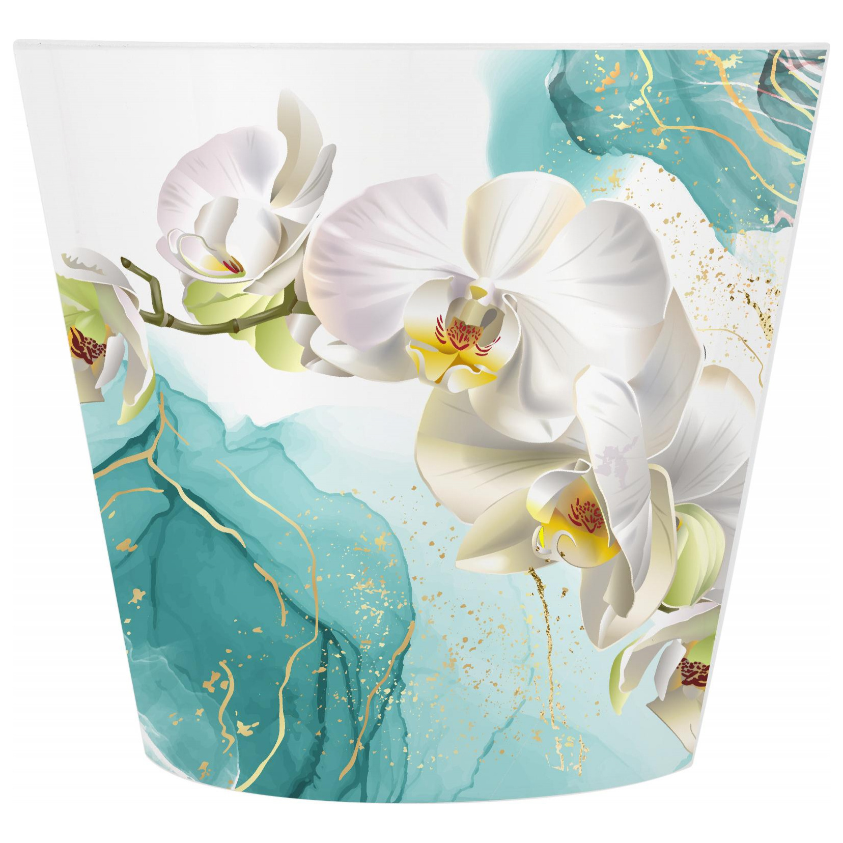 Горшок для цветов, InGreen London Orchid Deco, D160 мм, 1.6 л, с дренажной вставкой, голубая орхидея