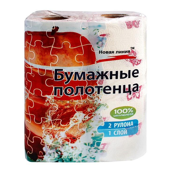 Полотенца бумажные Новая линия , 2 рулона, рисунок , белое