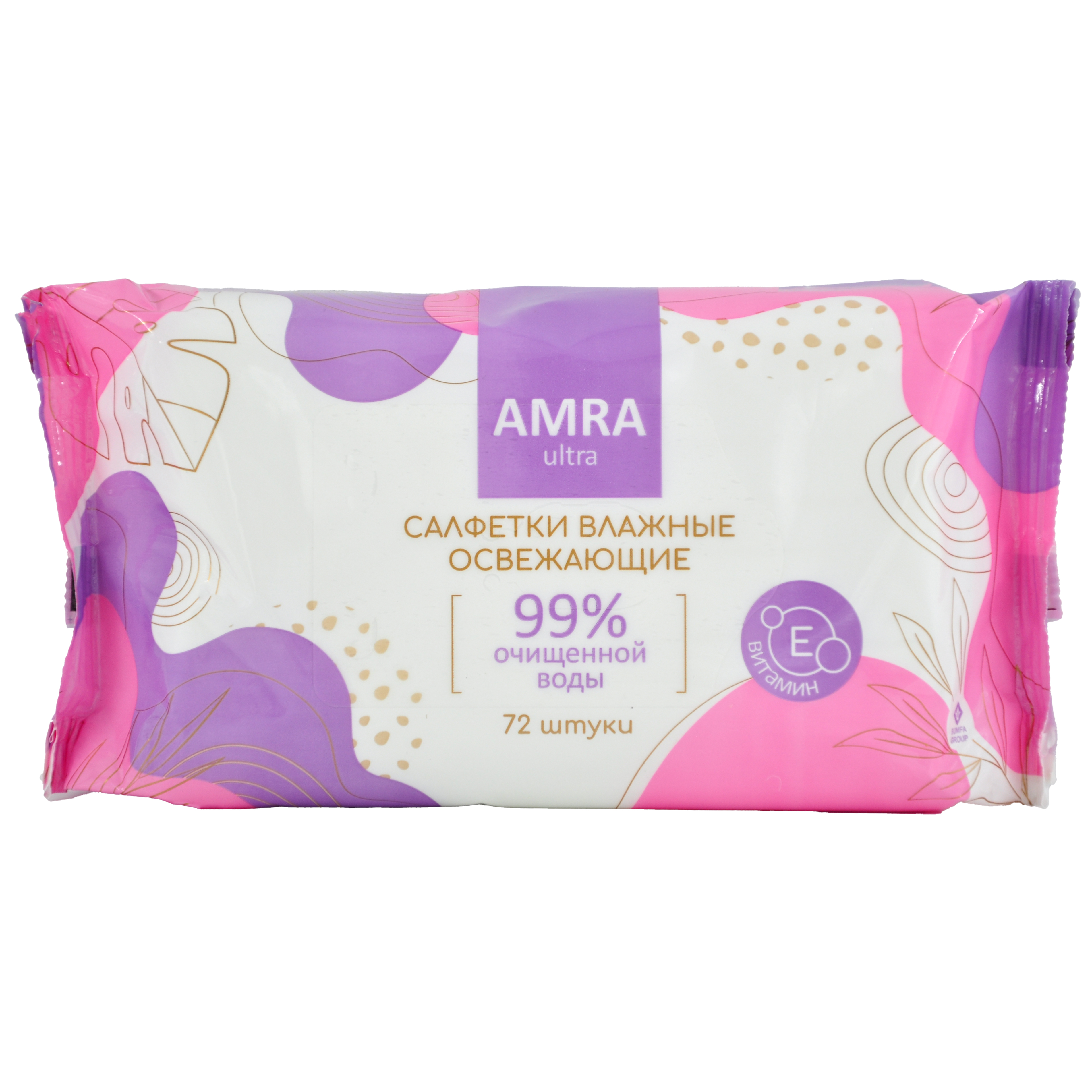Салфетки влажные Amra, освежающие, для всей семьи, 72 шт