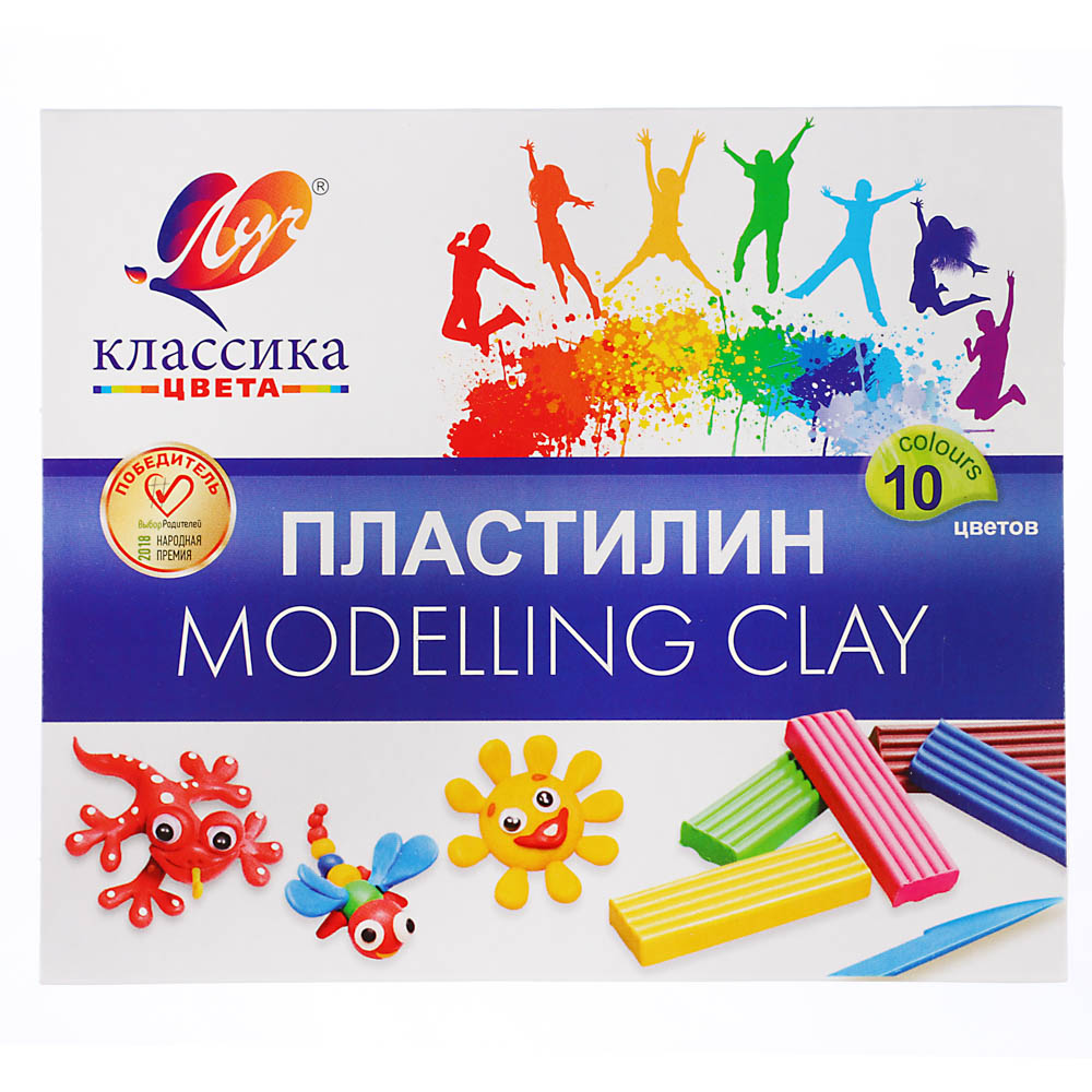 Пластилин "Классика" ЛУЧ, 10 цветов, 200 грамм, со стеком, в картонной коробке