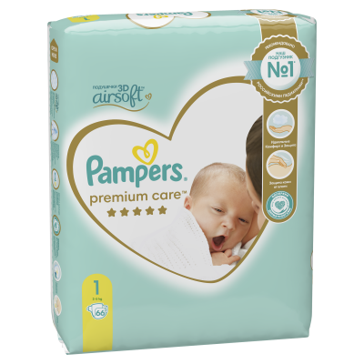 PAMPERS Подгузники Premium Care Newborn (2-5кг) 66 шт.