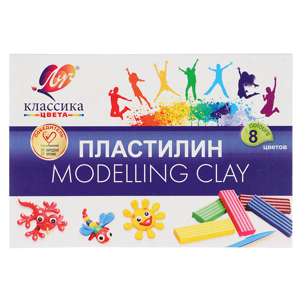 Пластилин "Классика" ЛУЧ, 8 цветов, 160 грамм, со стеком, в картонной коробке