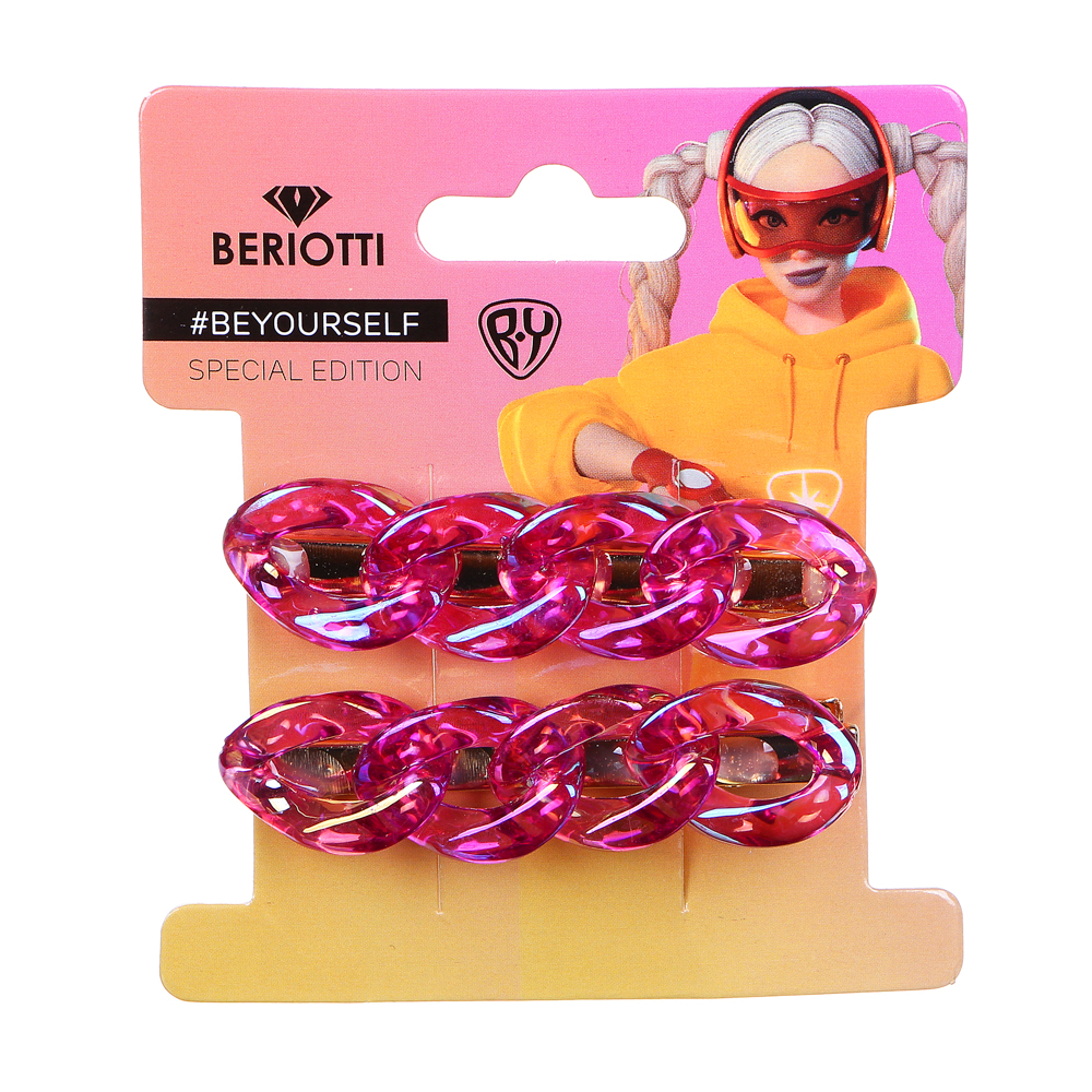 BY BERIOTTI Заколка для волос 2шт, пластик, сплав, 6см, 6 цветов