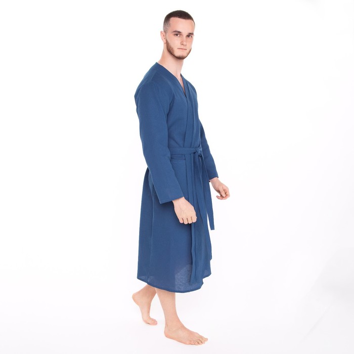 Халат вафельный запашной мужской р-р 50, Василек, 160 гр/м,Хл.100%