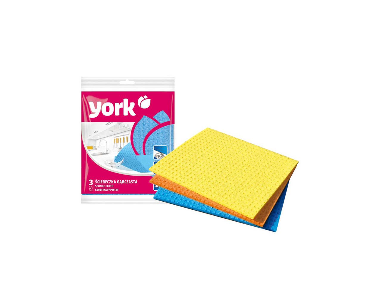 Салфетки губчатые YORK 3шт.