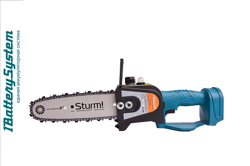 Пила цепная аккумуляторная б/щ Sturm!,18В,1BatterySystem,шина 20см,без АКБ и ЗУ