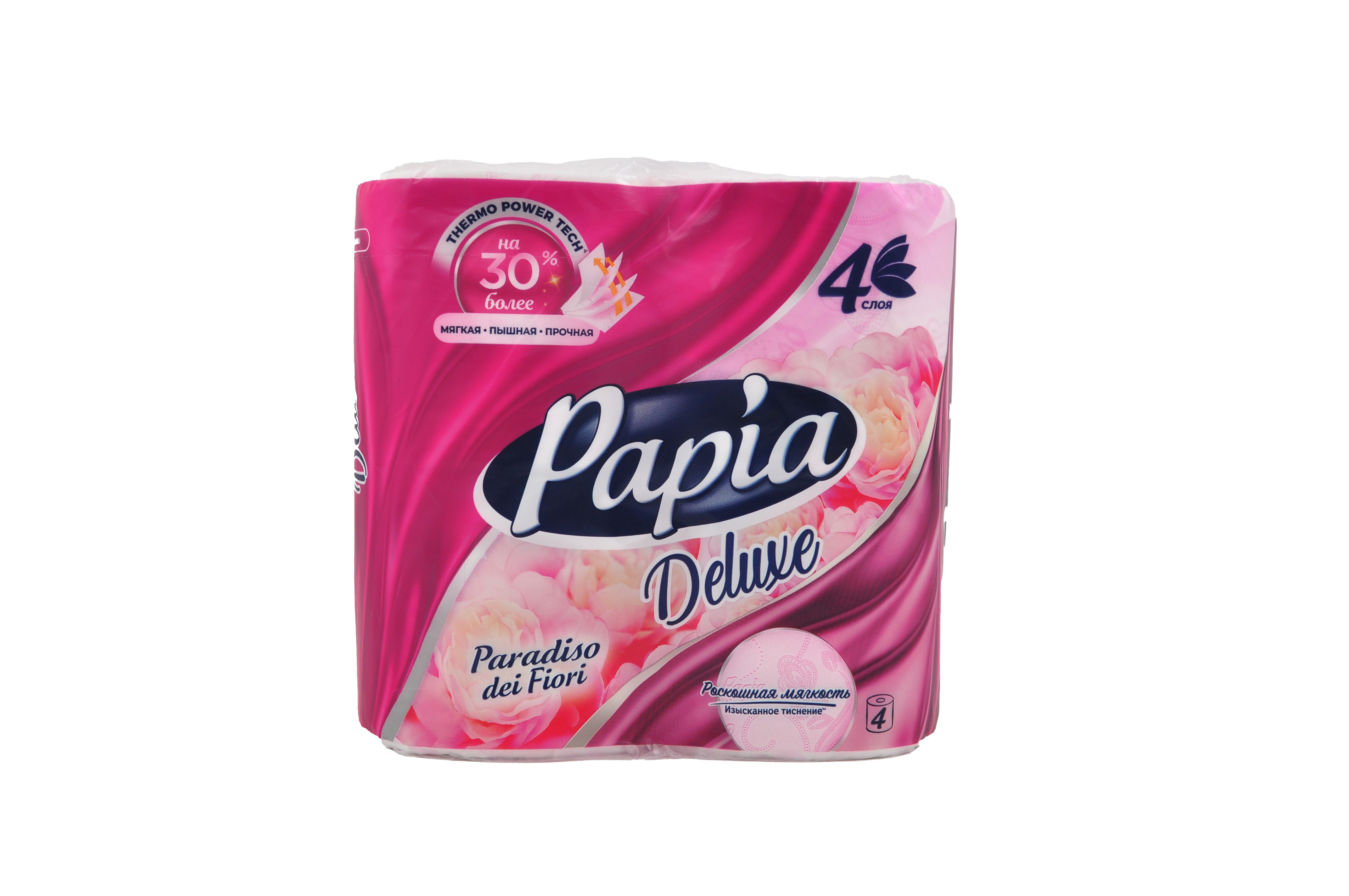 Бумага туалетная Papia Deluxe Парадиз 4 рул.4-х.сл. Белая*14