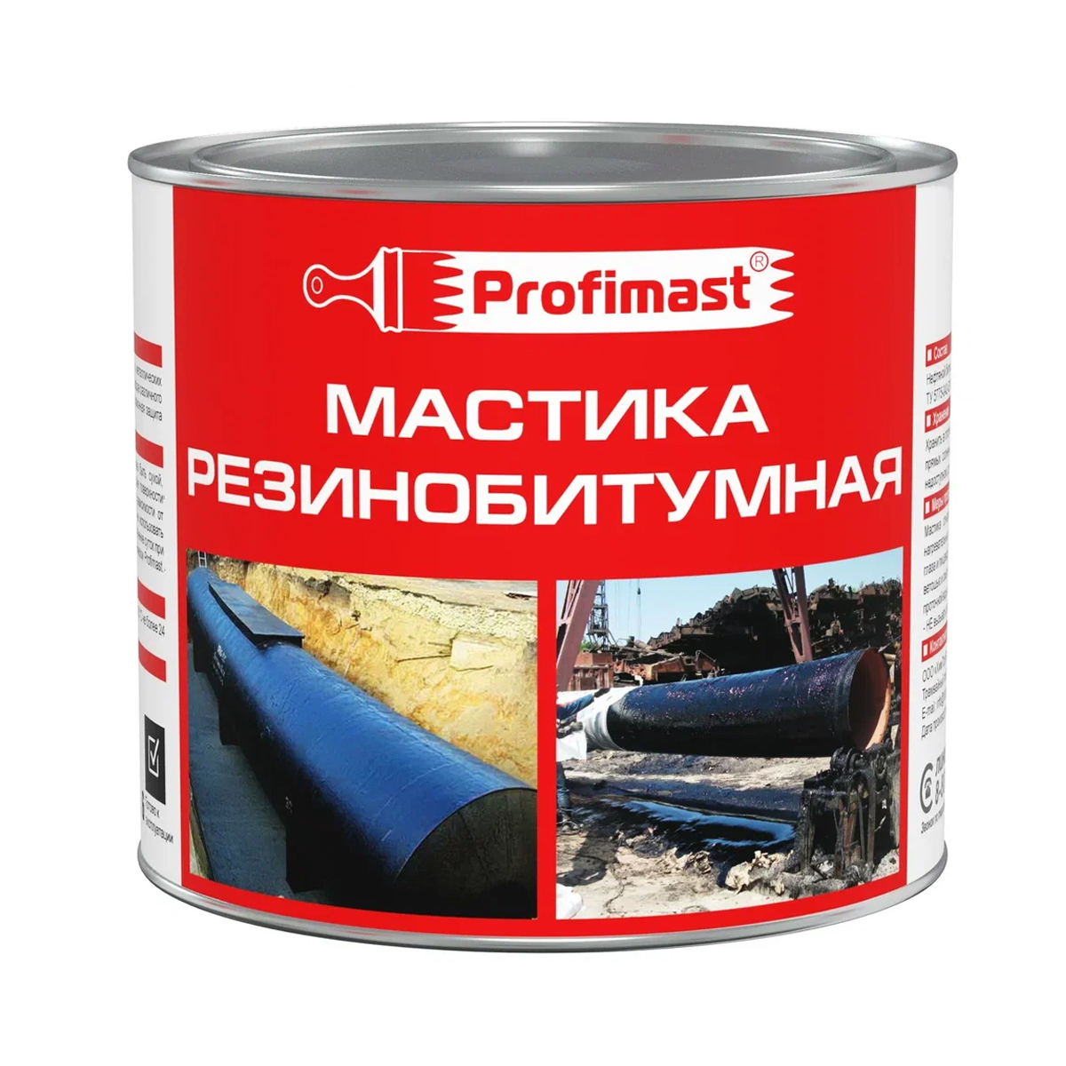 Мастика резино-битумная Profimast, черная, 1,8 кг