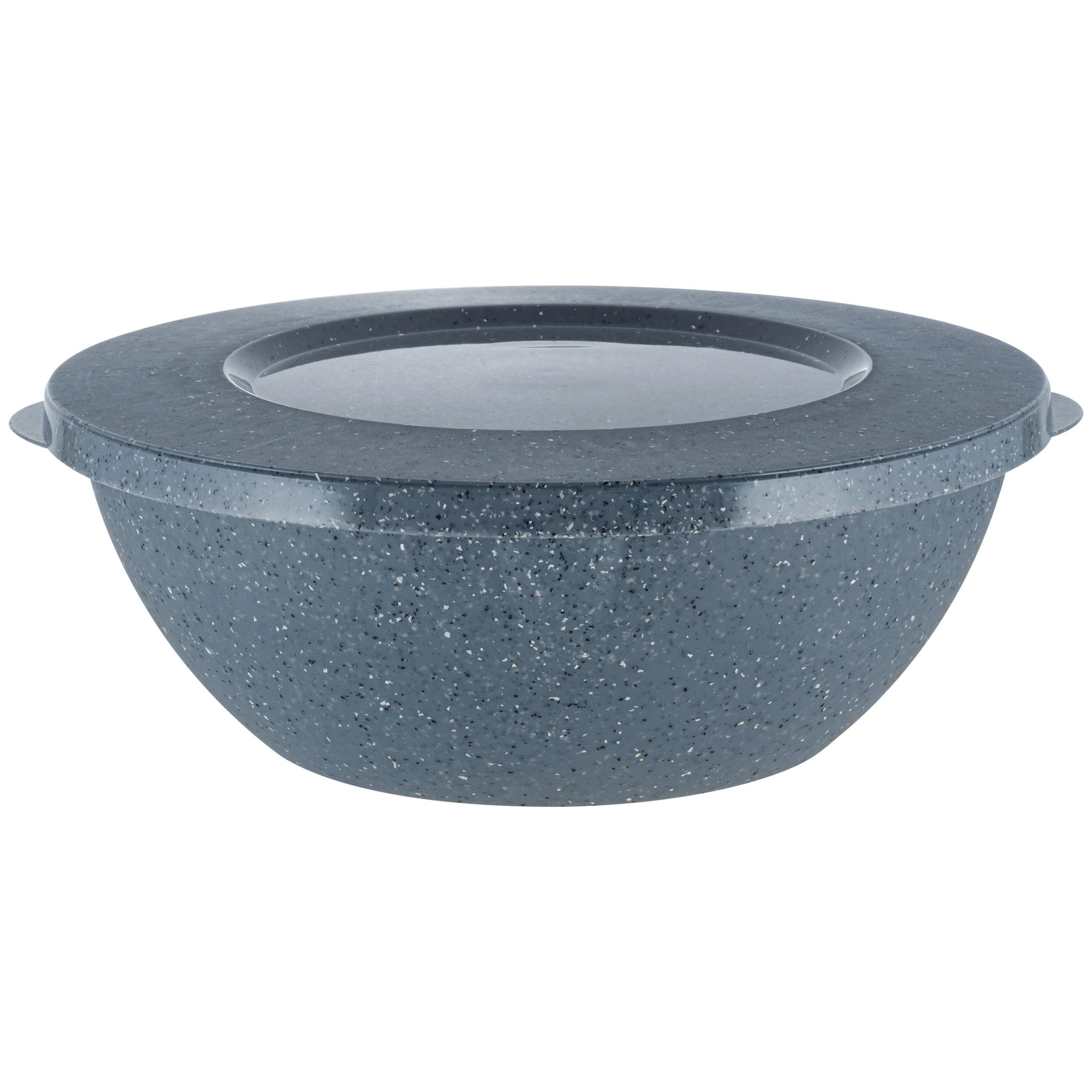 Миска с крышкой Plast Team Stone, 1 л, 200х183х80 мм, темный камень