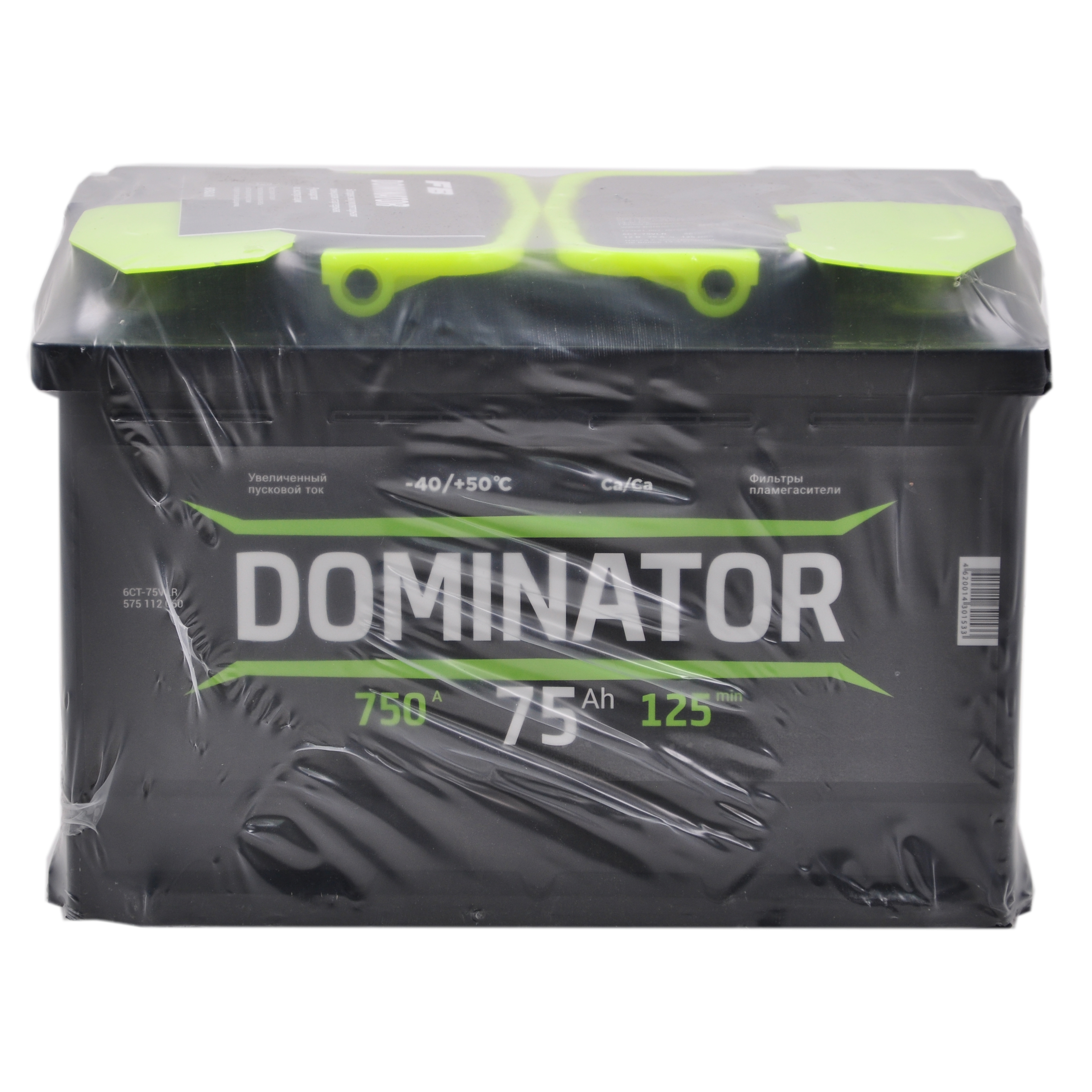 Аккумулятор автомобильный Dominator 75 А·ч, обр. полярность, пусковой ток EN 680 А, 276×175×190 мм, залитый