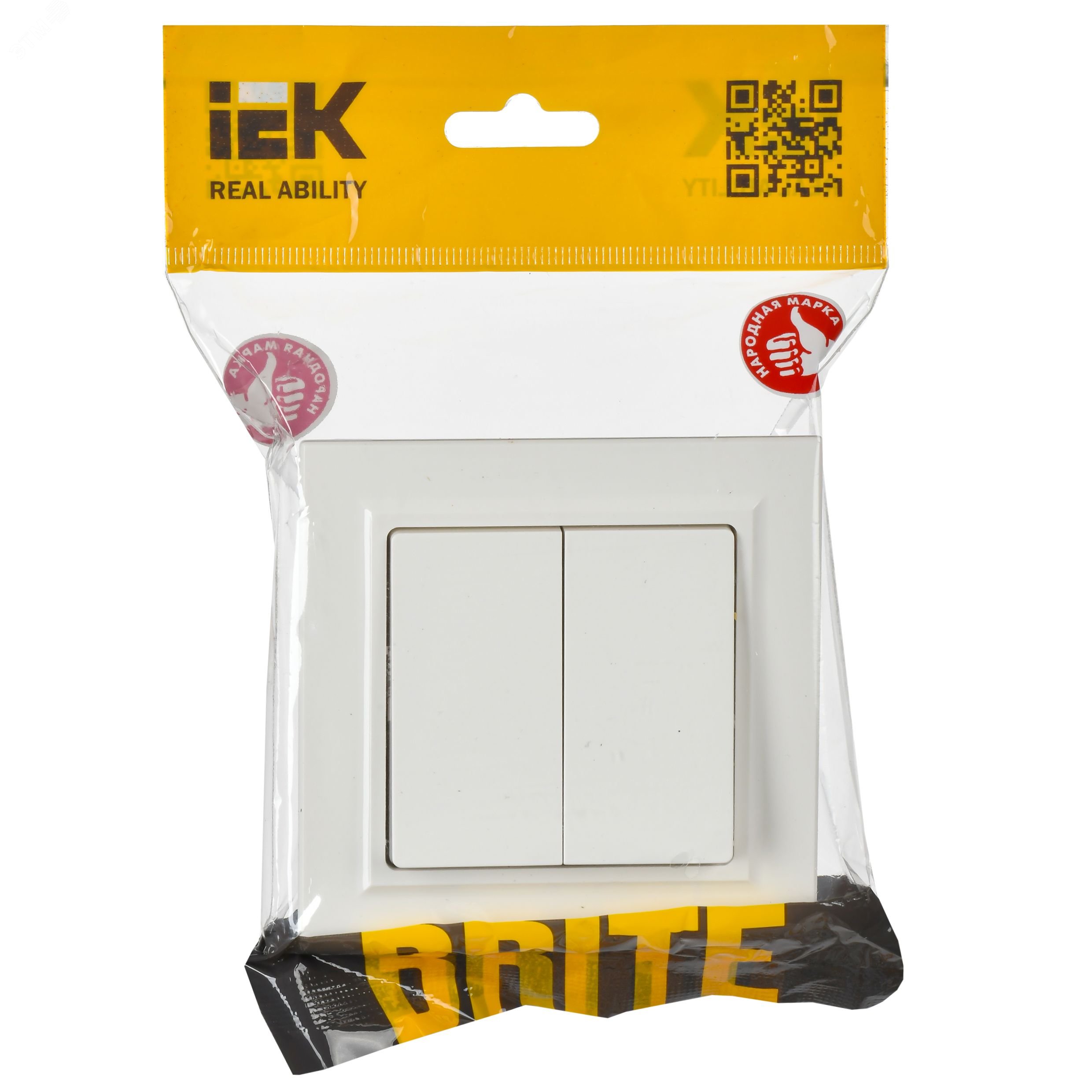 Выключатель 2-кл. СП BRITE ВСР10-2-0-БрБ 10А в сборе белый IEK BR-V20-0-10-K01-F