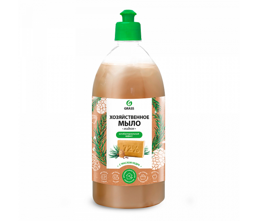 Grass Хозяйственное жидкое мыло с маслом кедра, 1 л, с дозатором