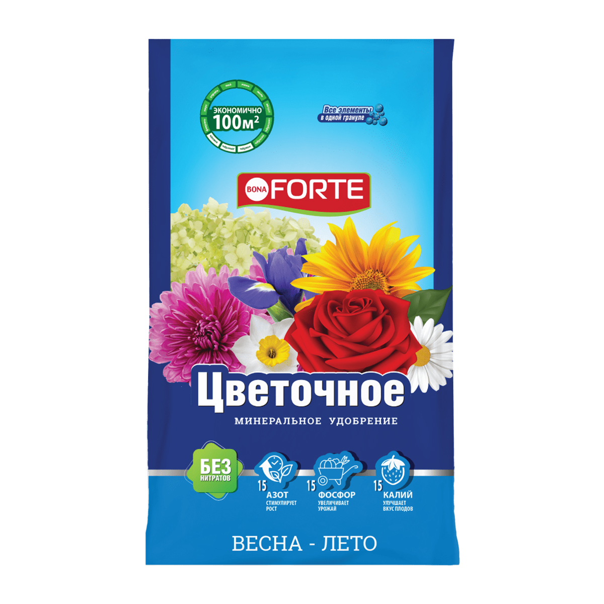 Удобрение гранулированное Bona Forte Цветочное, 2,5 кг