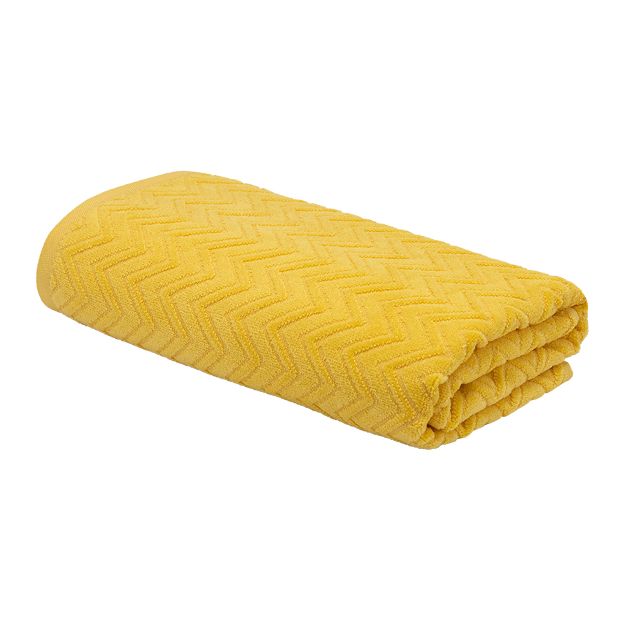 Махровое полотенце УЗБ Зигзаг м7706_06 L 70*130 см, желтое