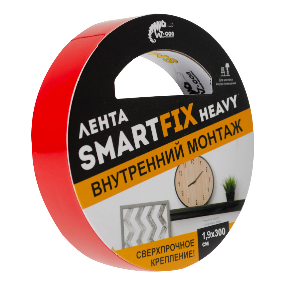 Сверхсильная монтажная лента W-con SmartFix HEAVY, 1,9*300см, прозрачная