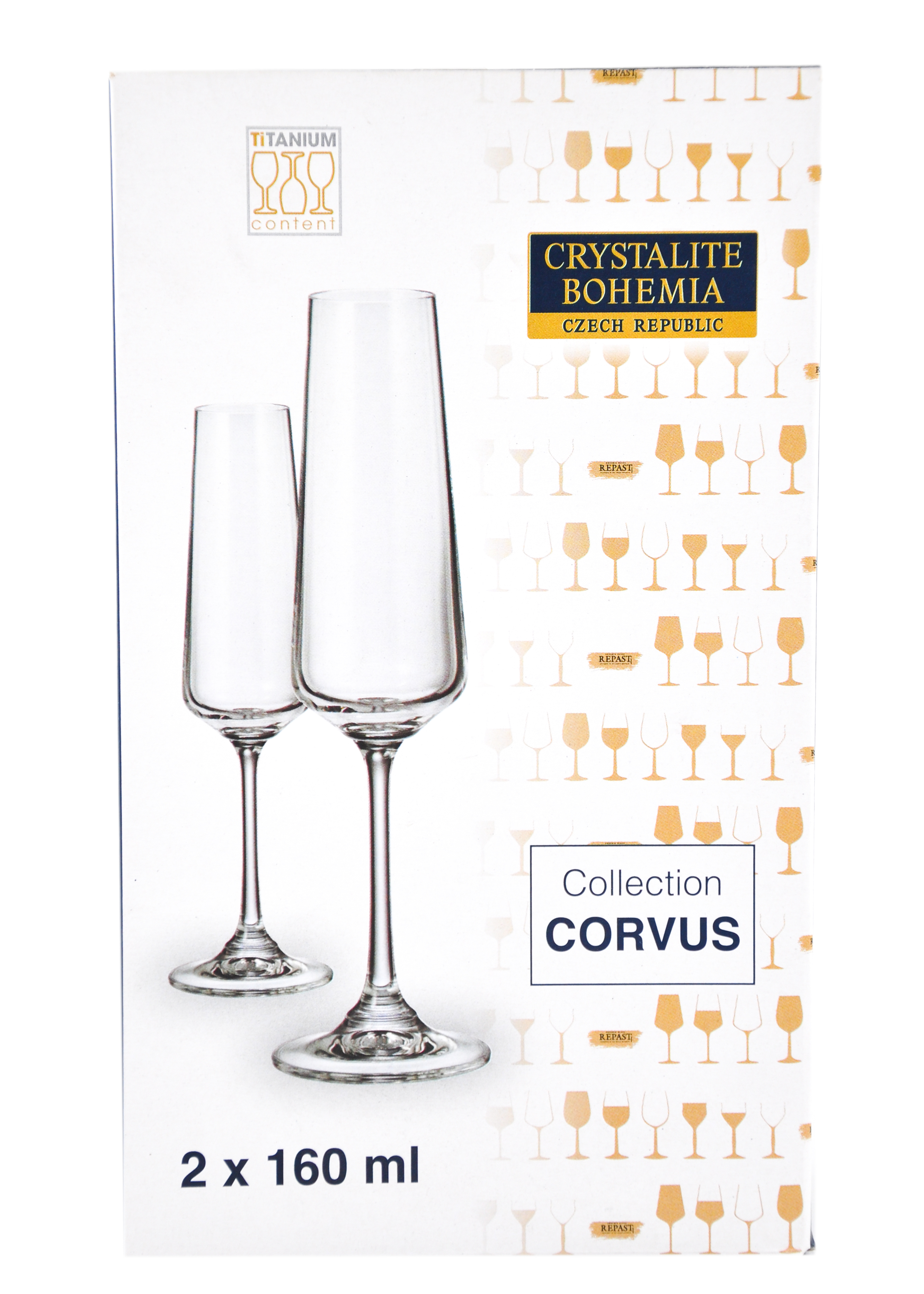 Набор бокалов для шампанского CRYSTALITE BOHEMIA Corvus/naomi 160 мл, 2 шт