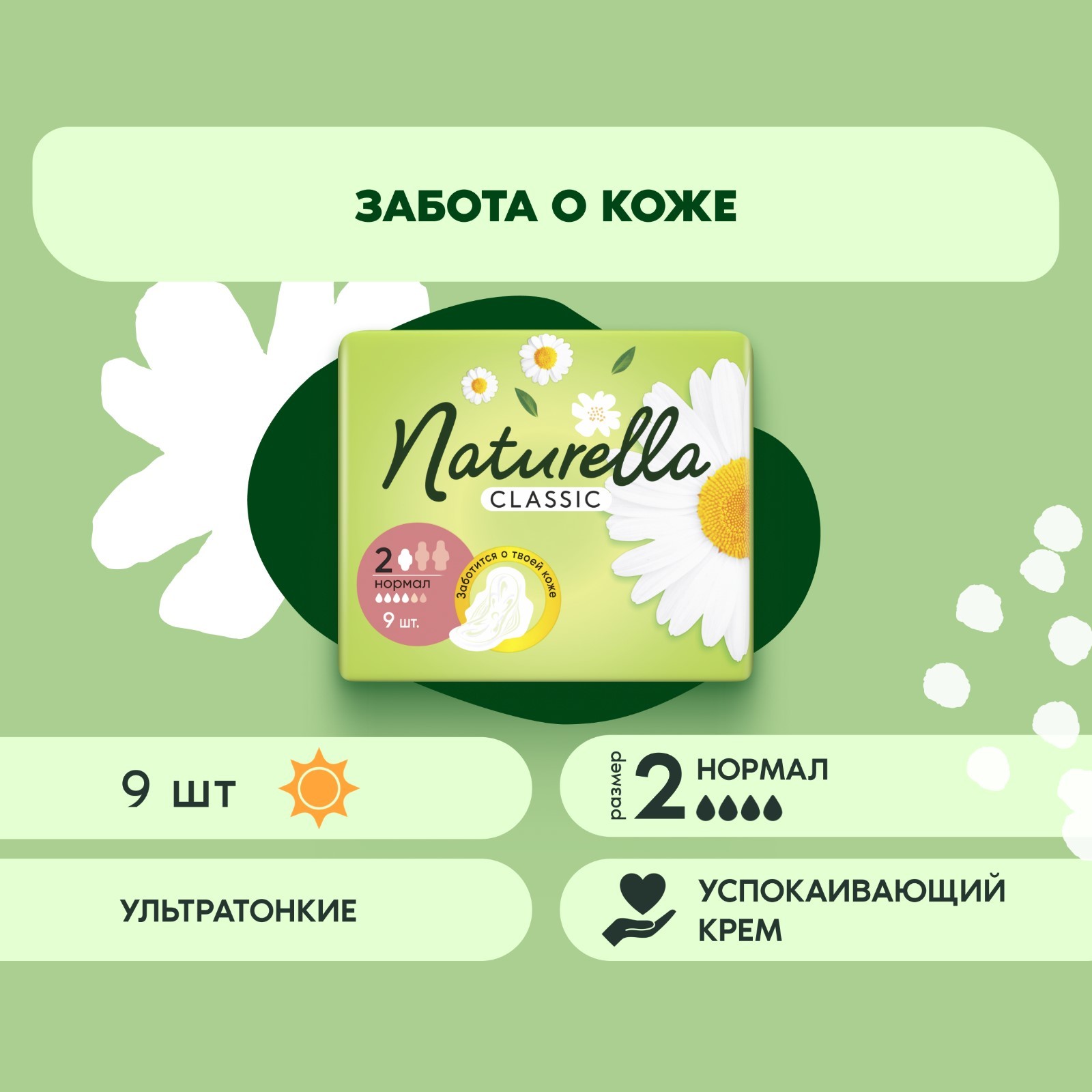 Прокладки гигиенические Naturella Classic Normal с крылышками, 9 шт