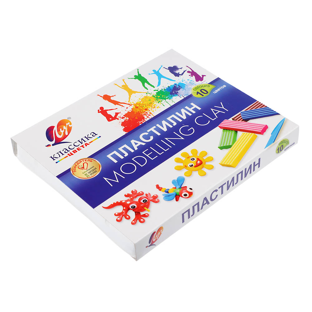Пластилин "Классика" ЛУЧ, 10 цветов, 200 грамм, со стеком, в картонной коробке