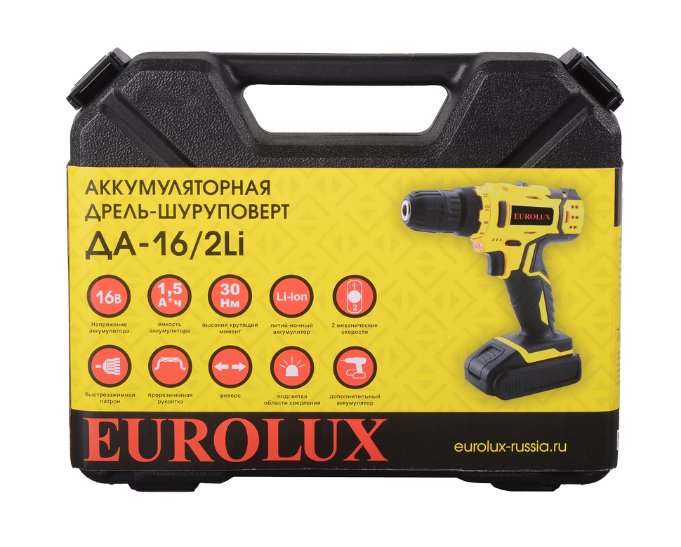 Дрель-шуруповерт аккумуляторная ДА-16/2Li Eurolux