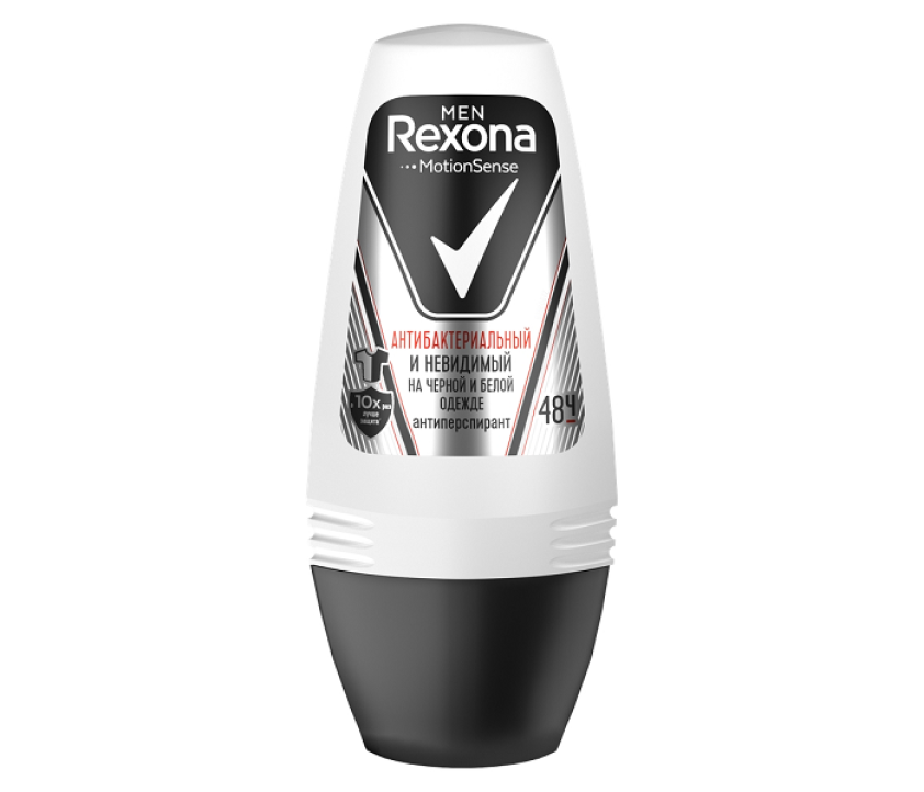 REXONA (РЕКСОНА) дез.ролик муж.50мл. Антибак.и Невидим.на чёрном и белом *2/6