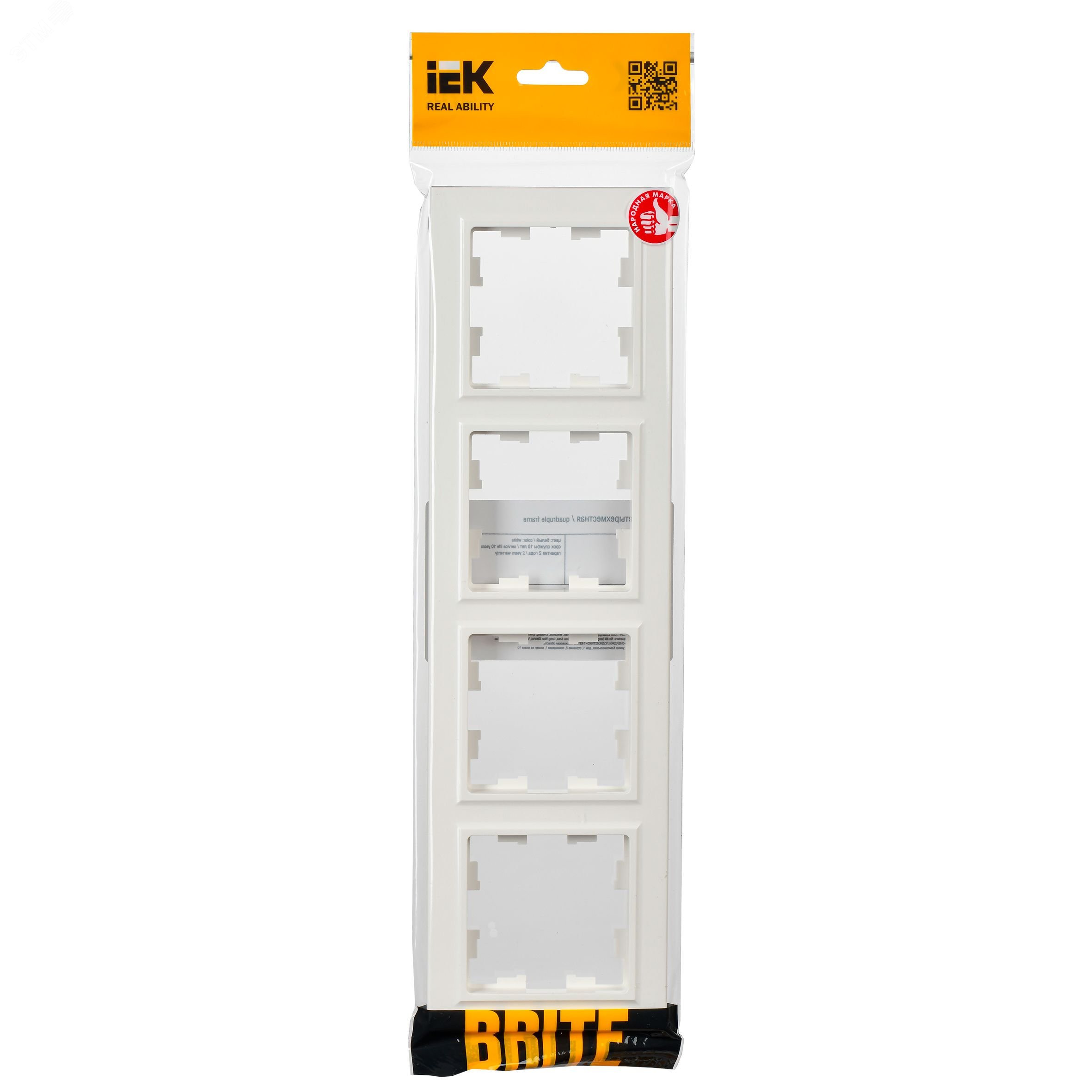 Рамка 4-м BRITE РУ-4-БрБ бел. IEK BR-M42-K01