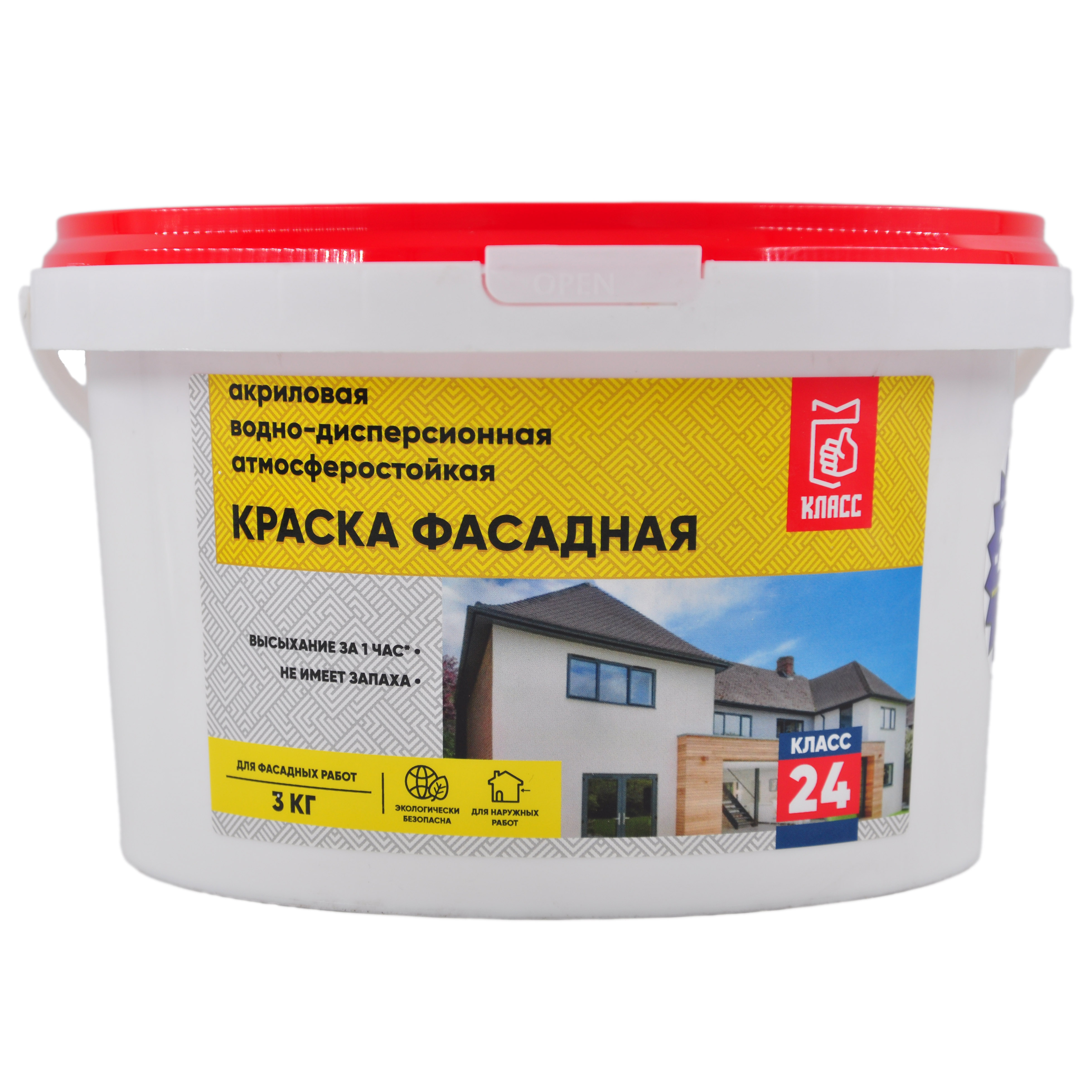 Краска в/д акриловая фасадная 3 кг КЛАСС 24