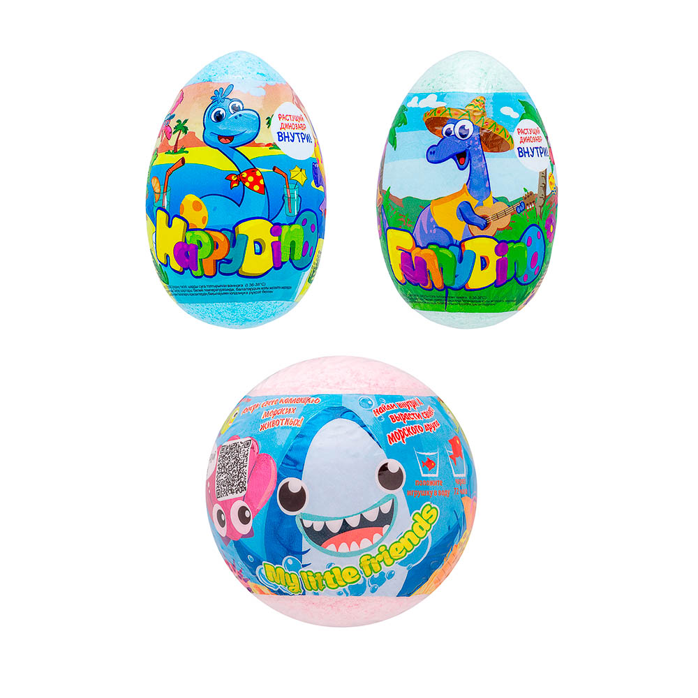 Средство шипучее для ванн My Little friends / Happy Dino с растущей игрушкой, 130г