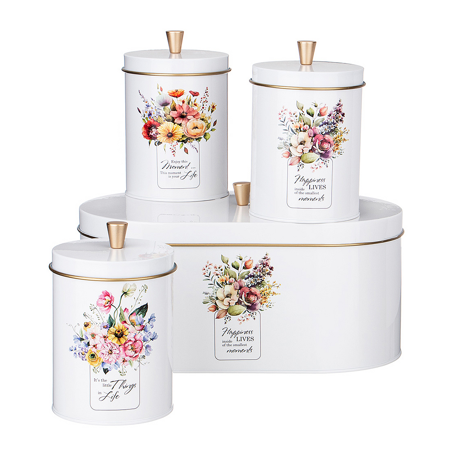 Набор Agness Floral Mood Хлебница и банка для сыпучих продуктов,  3 шт