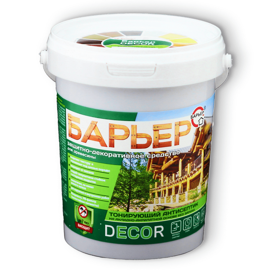 Защитно-декоративный антисептик БАРЬЕР-DECOR, сосна, ведро, 0.9 кг