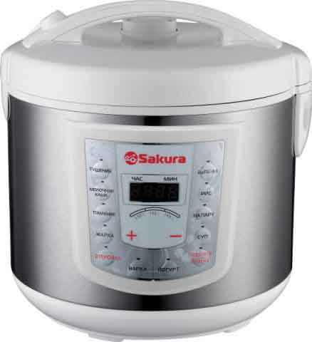 Мультиварка SAKURA SA-7753W, 800Вт, электронное управление, LED дисплей