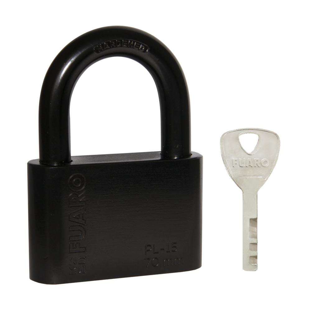Замок навесной PL-WEATHER-1570 Black 4 fin key  диск. /блистер  (FUARO)