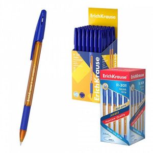 Ручка шариковая ErichKrause R-301 Stick&Grip Amber  0.7, цвет чернил синий