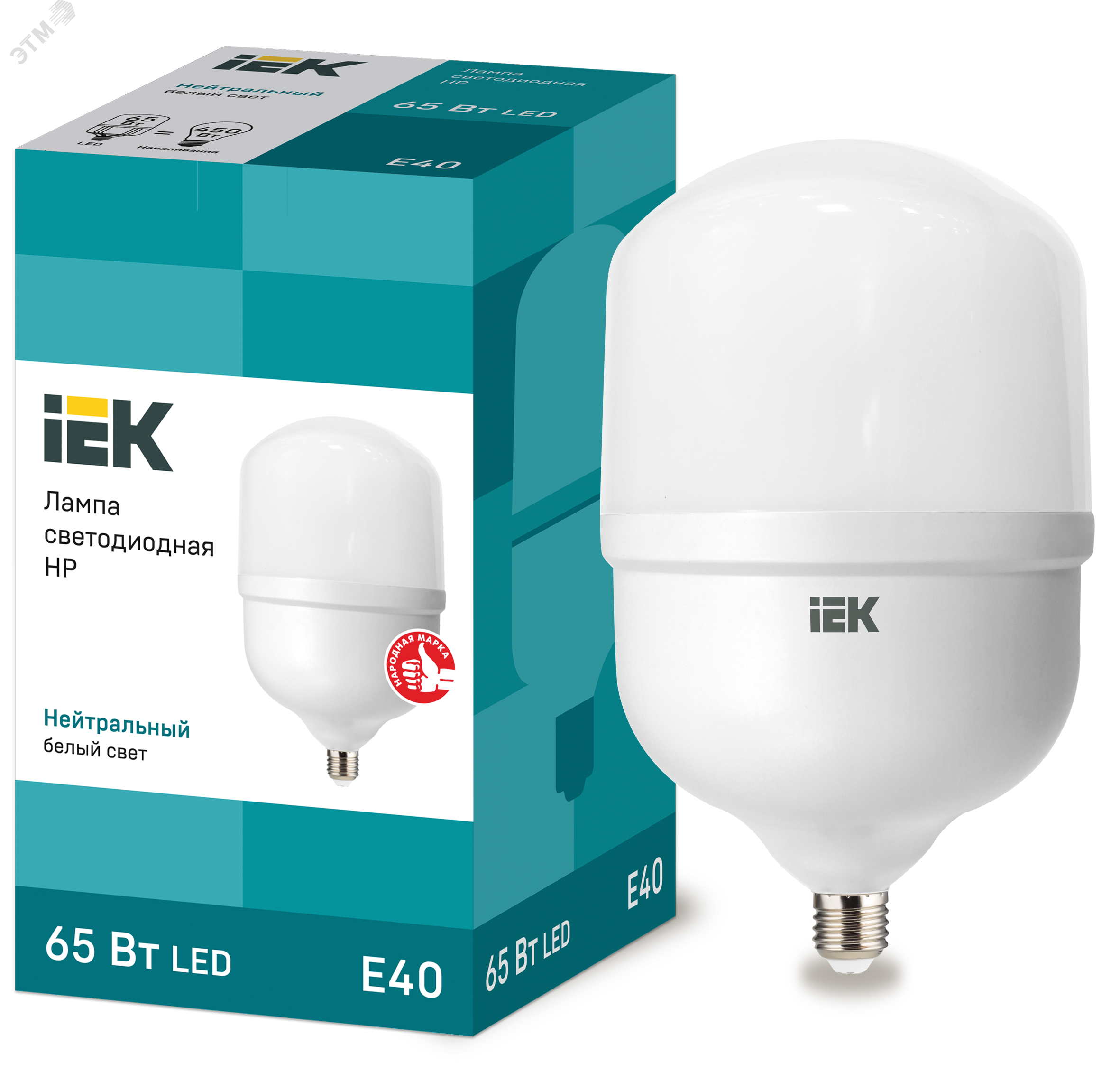 Лампа светодиодная HP 65Вт 4000К нейтр. бел. E40 230В IEK LLE-HP-65-230-40-E40
