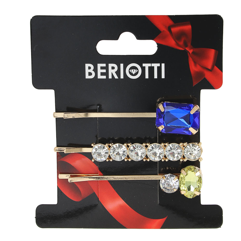 BERIOTTI Набор заколок для волос 3шт, сплав, пластик, 6см, 2 дизайна