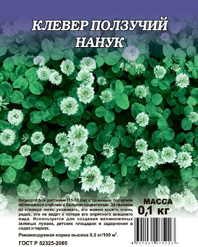 Семена Клевер ползучий белый Нанук (сидерат) больш. пак. 0,1 кг