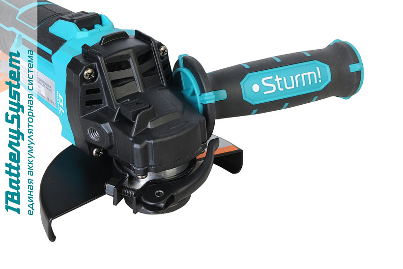 УШМ аккумуляторная б/щ Sturm!, 18В, 1BatterySystem,125мм,плавн пуск, 1x3.0Ач,ЗУ, кейс