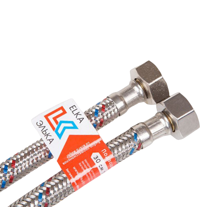 Подводка сильфонная для газа 1/2" 100 см, гайка-гайка, "ELKA"
