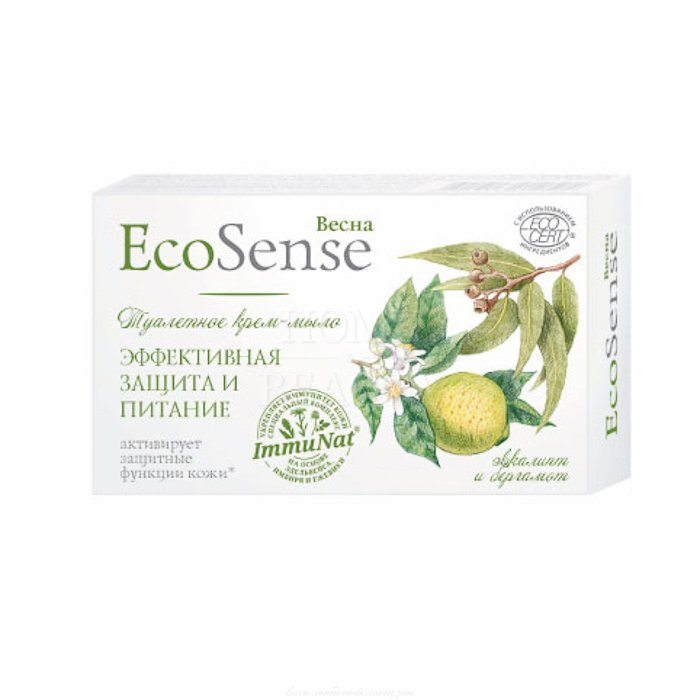 Мыло туалетное Весна Ecosense" 90 г, эвкалипт и бергамот