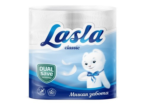 Бумага туалетная Lasla Classic 4 рул.*15м 2 слоя